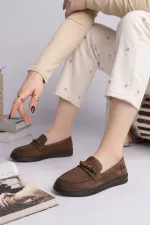 Muggo AUREVA Beaded Detail Suede Women's Casual Loafer Shoes