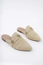 Pantoufles décontractées en paille à bout fermé pour femmes Muggo KENDAL