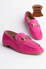 Muggo MONA Garantili Metal Tokalı Deri Kadın Loafer Günlük Ayakkabı