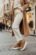 Chaussures de sport d'hiver pour femmes Muggo FLEECY à semelle épaisse et lacets, ornées de détails en peluche