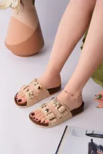 Muggo NYSSA Women's Casual Slippers with Butterfly Accessory and Double Buckle Muggo NYSSA Women's Casual Slippers with Butterfly Accessory and Double Buckle