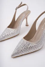 Chaussures habillées classiques à talons pour femmes, bout pointu et talon ouvert, de la marque Muggo JEWELLERY