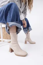 Muggo STORM Guaranteed Square Toe Back Zipper Women's Heeled Boots