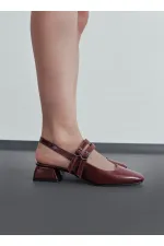 Muggo JANE Garantili Arkası Açık Kare Burunlu Kadın Günlük Kısa Topuklu Ayakkabı