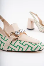 Muggo NİCHOLE Garantili Arkası Açık Kalın Topuklu Tokalı Kadın Ayakkabı