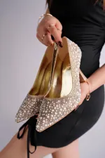 Chaussures de soirée et de mariage Muggo STONY à talons hauts ornées de pierres et de perles