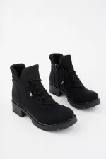 Muggo MOLDE Garantili Kadın Streç Lastik Bağcıklı Fermuarlı Bot