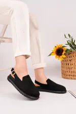 Muggo BUCKLE Süet Deri Ayarlanabilir Tokalı Günlük Rahat Önü Kapalı Kadın Sandalet