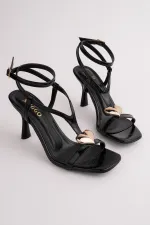 Muggo HEART Women's Sandals with Heart Accessory and Thin Heel