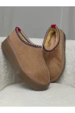 Muggo LİNG Garantili Kalın Taban Içi Tüylü Yuvarlak Burunlu Kadın Terlik