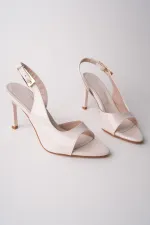 Muggo PURELINE Patent Leather Pointed Toe Thin Heel Open Back Women's High Heels