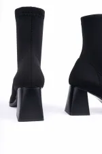 Muggo CRYON Küt Burun Kalın Topuklu Kadın Streç Bot