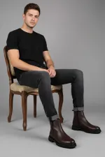 Muggo CHELSEY Genuine Leather Double Zipper Men's Winter Boots