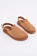 Muggo BUCKLE Süet Deri Ayarlanabilir Tokalı Günlük Rahat Önü Kapalı Kadın Sandalet