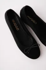 Muggo HİDDEN Gizli Topuklu Fiyonk Detaylı Deri Kadın Babet