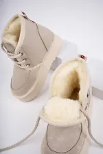 Bottines Muggo PUFFY à semelle épaisse garantie, doublées de fourrure et à lacets, idéales au quotidien pour les enfants