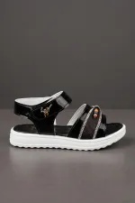 Sandales pour filles Muggo BUTTERFLY avec nœud en perles colorées et fermeture velcro