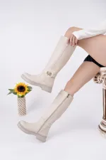 Muggo AVENTRA Kemer ve Toka Detaylı Fermuarlı Kadın Çizme