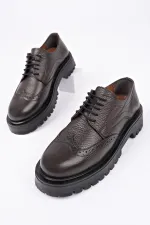 Muggo AMOUR  Bağcıklı Hakiki Deri Kalın Taban Günlük Casual Makosen Kadın Loafer Ayakkabı