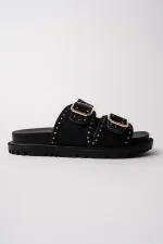 Muggo ESTİVA Ayarlanabilir Çift Tokalı Zımbalı Günlük Kadın Terlik