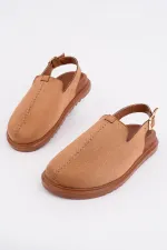 Muggo BUCKLE Süet Deri Ayarlanabilir Tokalı Günlük Rahat Önü Kapalı Kadın Sandalet