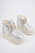 Bottines Muggo PUFFY à semelle épaisse garantie, doublées de fourrure et à lacets, idéales au quotidien pour les enfants