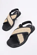 Muggo ELİSHA Lastikli Kadın Günlük Hasır Sandalet