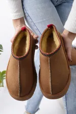 Muggo LİNG Garantili Kalın Taban Içi Tüylü Yuvarlak Burunlu Kadın Terlik