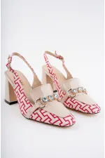 Muggo NİCHOLE Garantili Arkası Açık Kalın Topuklu Tokalı Kadın Ayakkabı