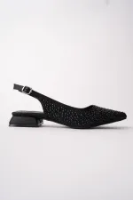 Muggo SYROS İnci Taş İşlemeli Sivri Burun Arkası Açık Kadın Topuklu Ayakkabı