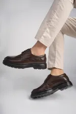 Muggo NORMAN Chaussures pour hommes classiques et confortables en cuir véritable, semelle orthopédique épaisse, idéales au quotidien