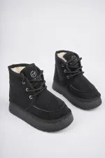 Bottines Muggo PUFFY à semelle épaisse garantie, doublées de fourrure et à lacets, idéales au quotidien pour les enfants