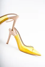 Muggo Sidney Women's Princess Embellished Transparent High-Heeled Dress Shoes