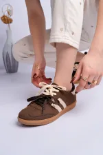 Muggo TAUPE Çift Bağcıklı Günlük Kadın Sneaker Spor Ayakkabı