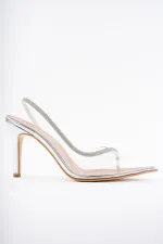 Muggo Sidney Women's Princess Embellished Transparent High-Heeled Dress Shoes