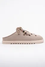 Muggo SHAMMY Suede Leather Perforated Lace-up Casual Closed Toe Women's Slippers Muggo SHAMMY Suede Leather Perforated Lace-up Casual Closed Toe Women's Slippers