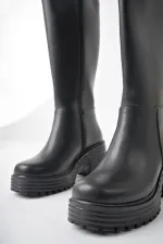 Bottes pour femmes Muggo BONITA à semelle épaisse dentelée et plateforme, fermeture éclair.