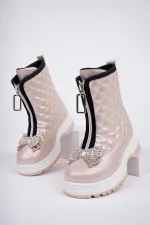 Bottes d'hiver pour enfants Muggo PONNY avec semelle antidérapante garantie, fermeture éclair avant et nœud