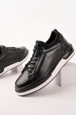 Baskets décontractées à lacets et semelle épaisse en cuir véritable pour homme Muggo REID