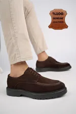 Muggo SAMUEL Chaussures pour hommes classiques et confortables en cuir véritable, semelle orthopédique épaisse, idéales au quotidien