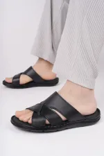 Muggo Eco Guaranteed Men's Casual Genuine Leather Comfortable Soft Sole Orthopedic Slippers