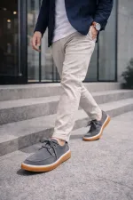Muggo CRAFT Genuine Suede Leather Lace-up Men's Casual Loafer Shoes