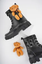 Bottes pour enfants Muggo PINKY à lacets et fermeture éclair, motif ours en peluche garanti