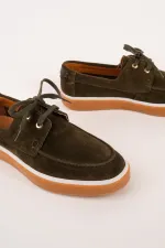 Muggo CRAFT Genuine Suede Leather Lace-up Men's Casual Loafer Shoes