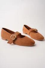 Muggo HALSEY Gold Tokalı Deri Kadın Babet Ayakkabı