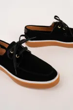 Muggo CRAFT Genuine Suede Leather Lace-up Men's Casual Loafer Shoes