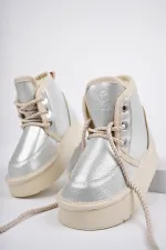 Bottines Muggo PUFFY à semelle épaisse garantie, doublées de fourrure et à lacets, idéales au quotidien pour les enfants