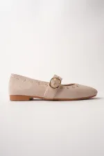 Ballerines en cuir cloutées à boucle dorée Muggo ZENA pour femmes