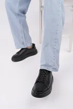 Chaussures de sport décontractées pour hommes Muggo AGONY à semelle épaisse et lacets, en cuir véritable