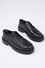 Muggo AMOUR  Bağcıklı Hakiki Deri Kalın Taban Günlük Casual Makosen Kadın Loafer Ayakkabı